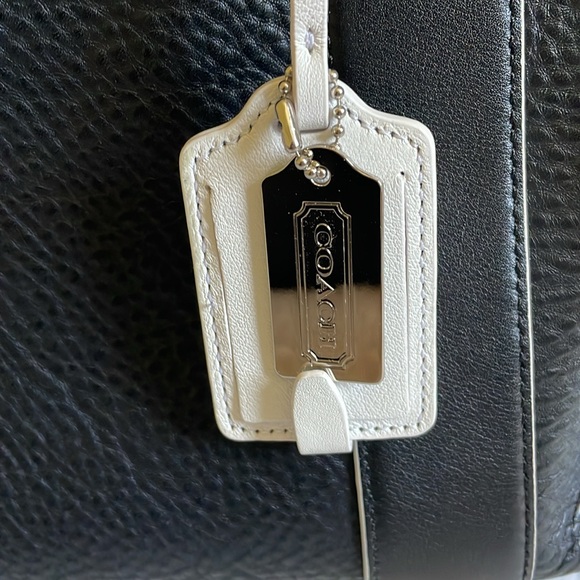 Coach Bleecker Edgepaint Leather Preston Satchel 30165 Silver/Black/White - Picture 12 of 14